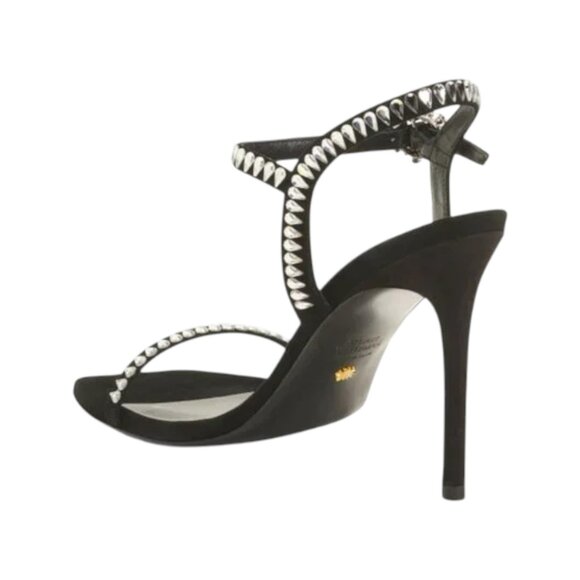 STUART WEITZMAN Black Made In Spain Suede Gemcut 100 Heeled Sandals - Picture 2 of 2